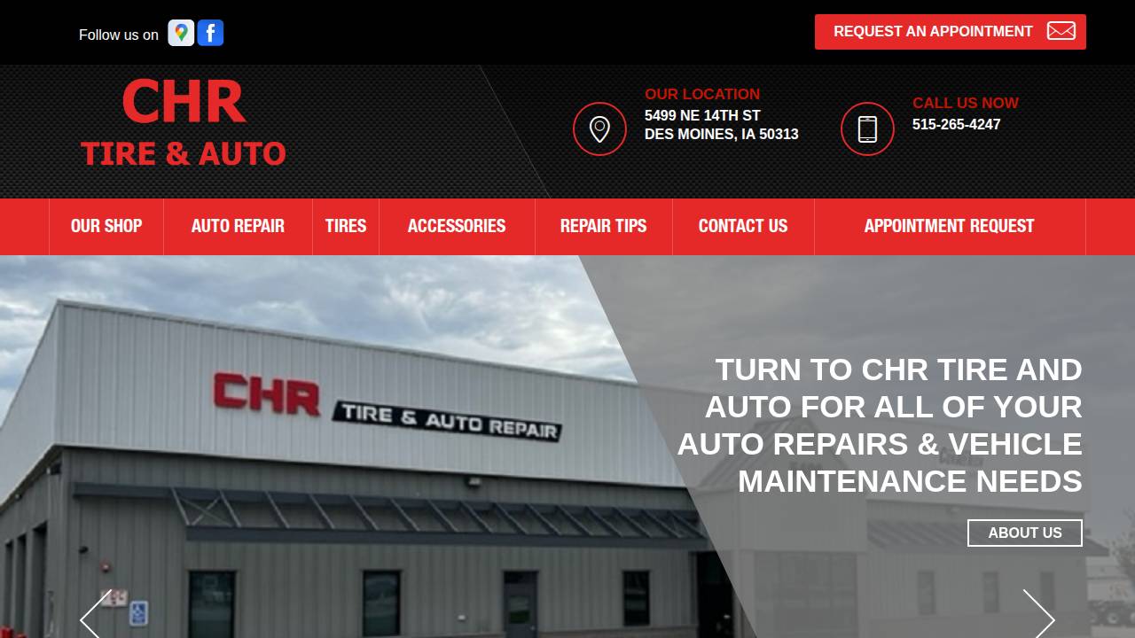 Chr Tire And Auto LLC website screenshot