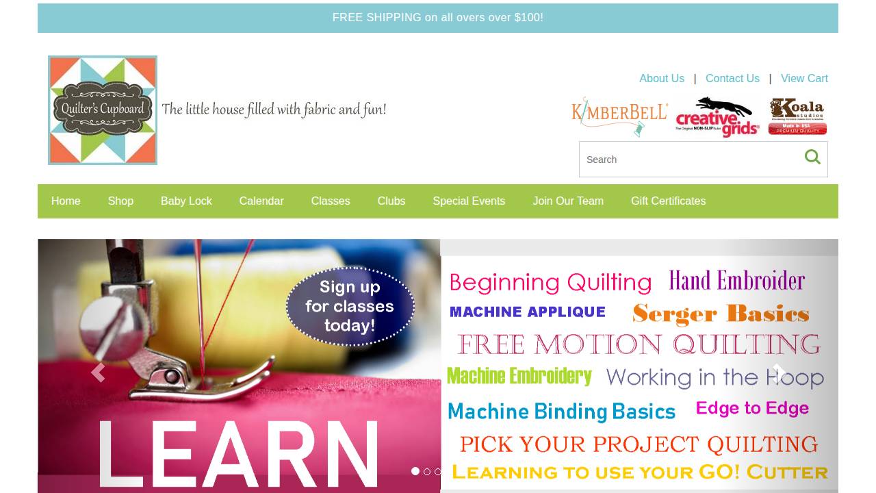 Quilter's Cupboard website screenshot