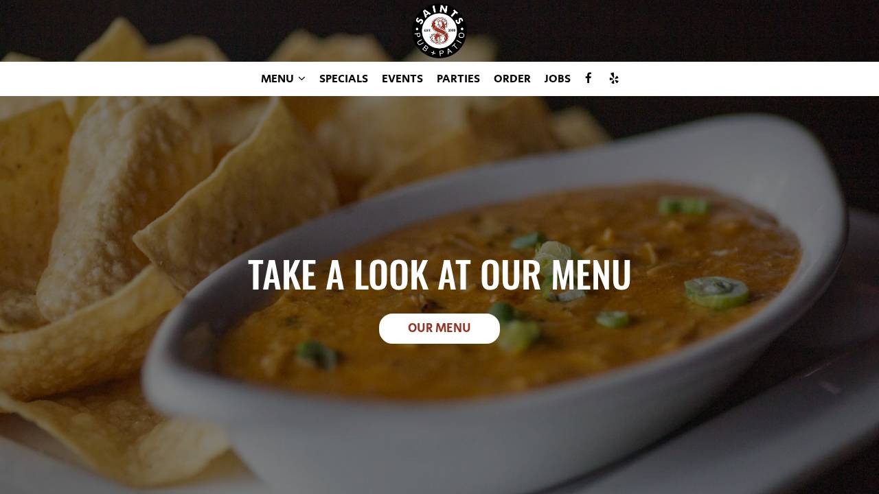 Saints Pub & Patio website screenshot