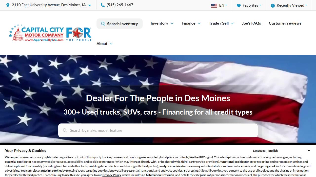 Capitol City Motorsports website screenshot