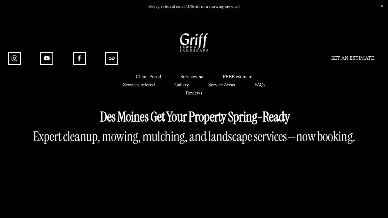 Griff Lawn Care website screenshot