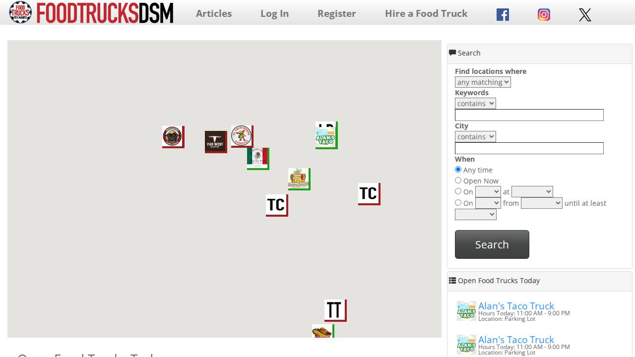 Food Truck website screenshot