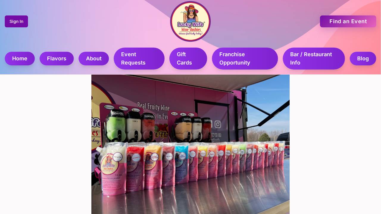 Lucky Wife Wine Slushies website screenshot