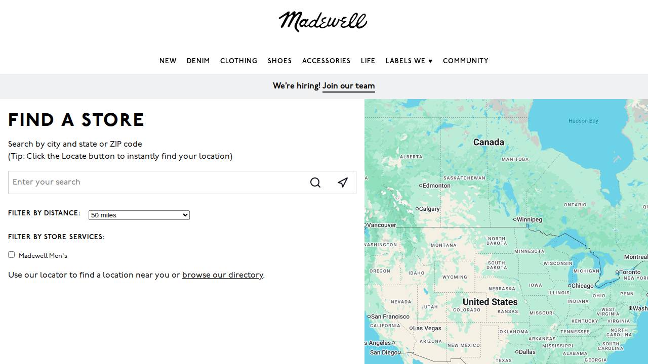 Madewell Inc. website screenshot