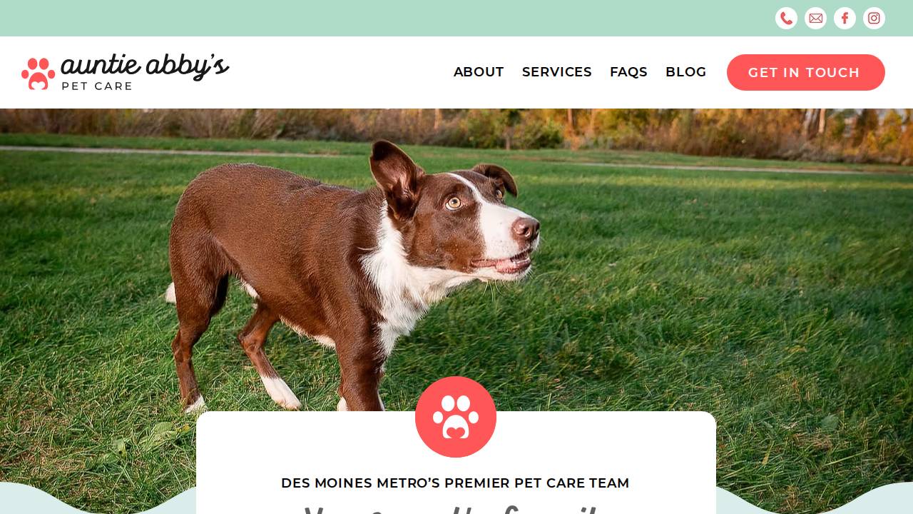 Auntie Abby's Professional Pet Sitting Service LLC website screenshot