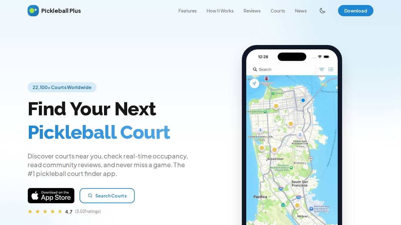 Dinks Pickleball website screenshot