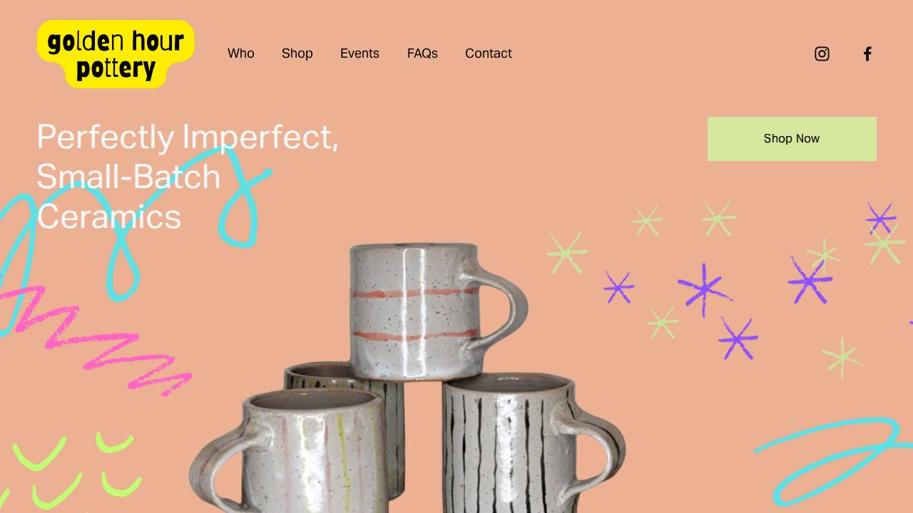 Golden Hour Pottery website screenshot