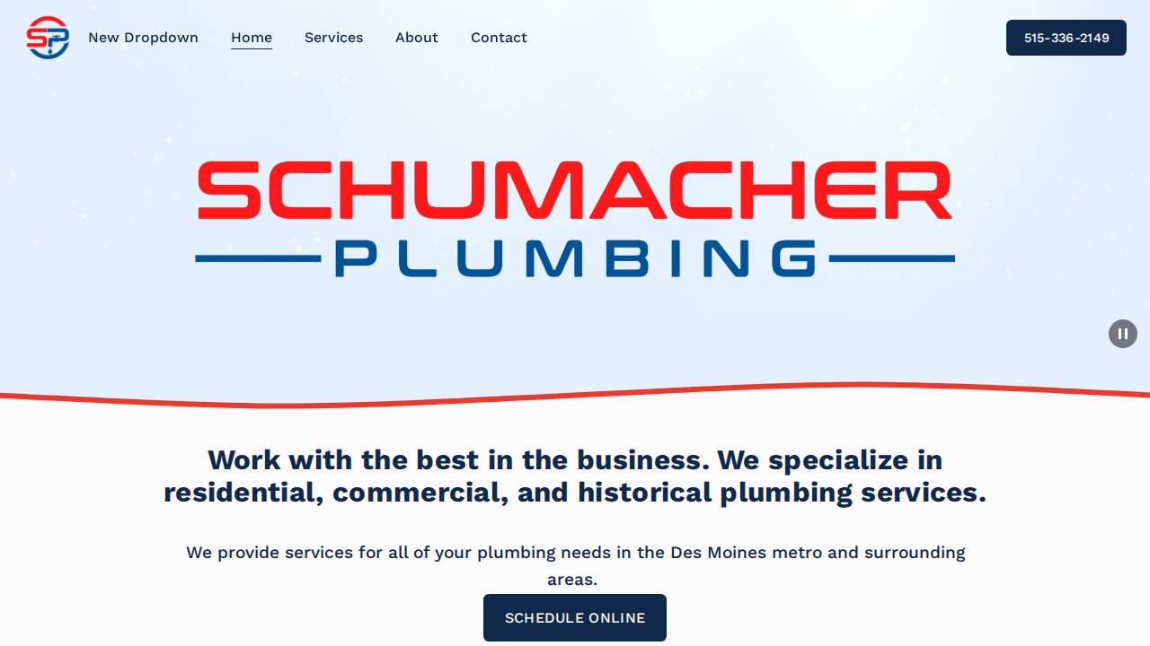 Schumacher Plumbing website screenshot