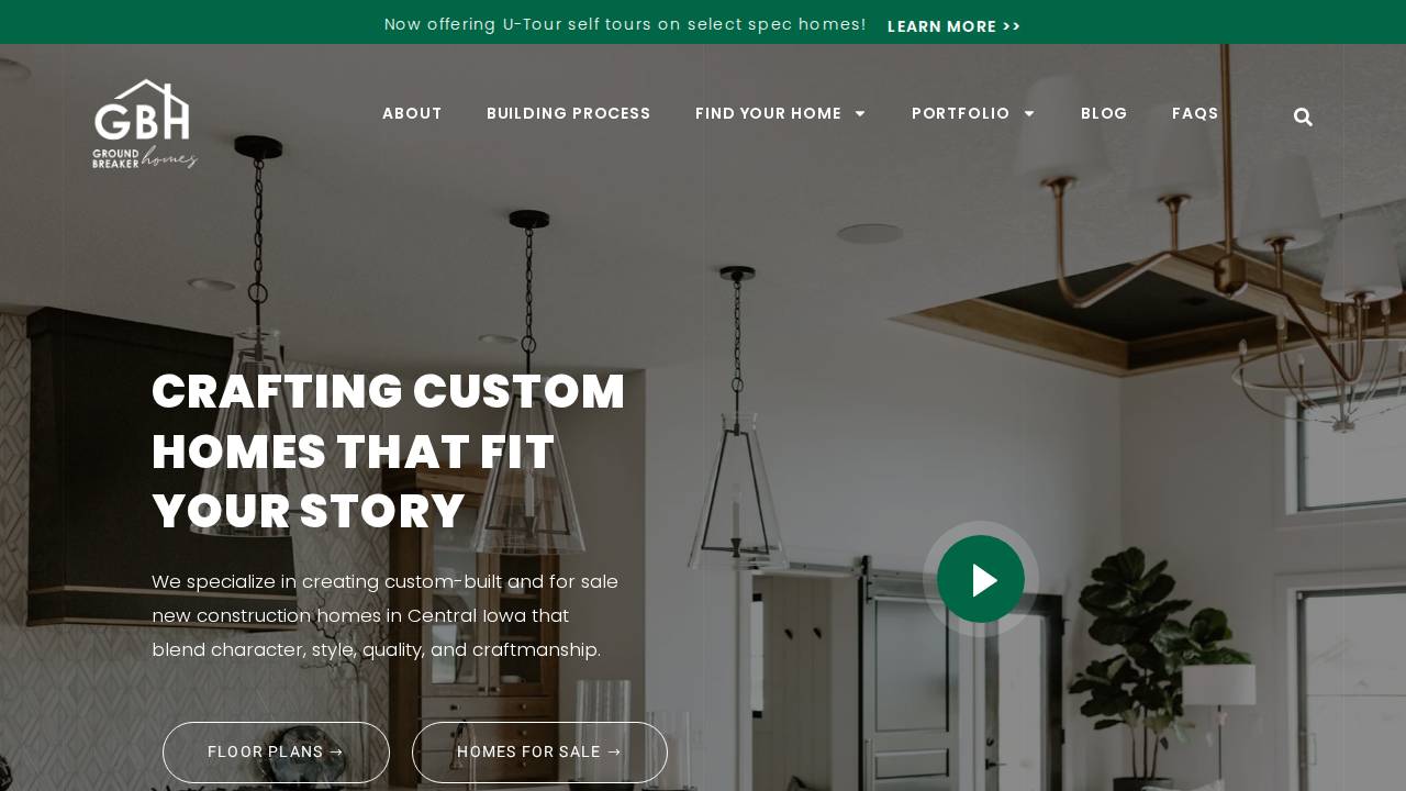 Ground Breaker Homes LLC website screenshot