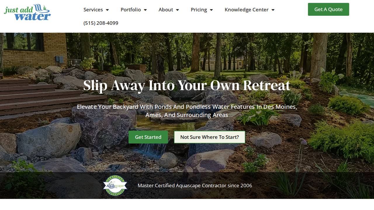 Just Add Water LLC website screenshot