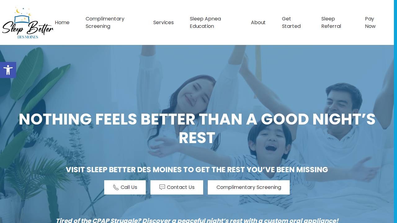 Sleep Better Des Moines LLC website screenshot