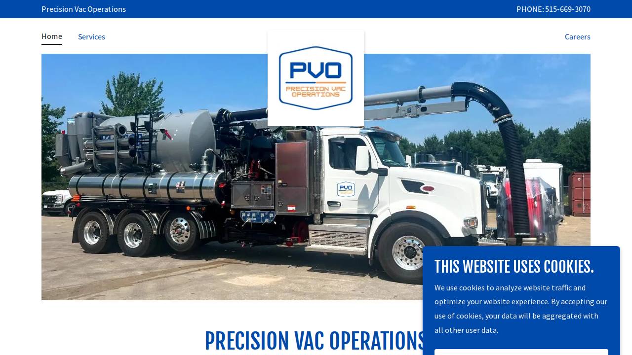Precision Vac Operations LLC website screenshot