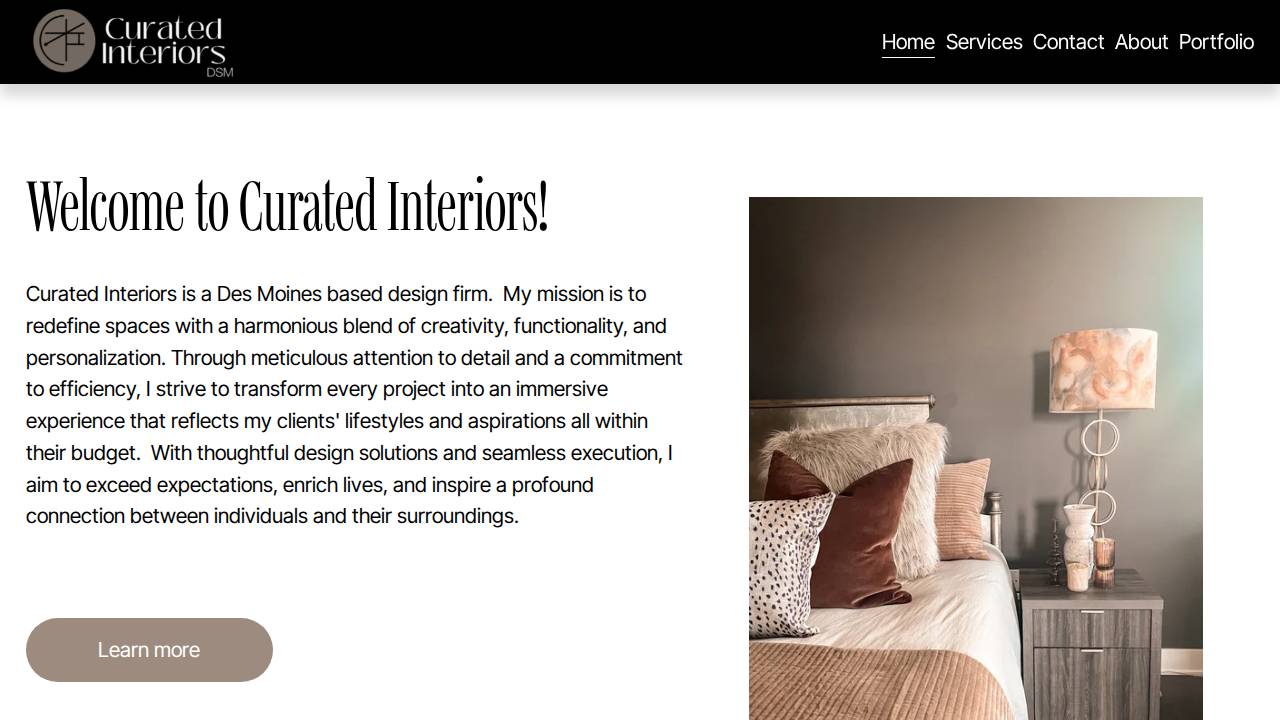 Curated Designs By Jen LLC website screenshot