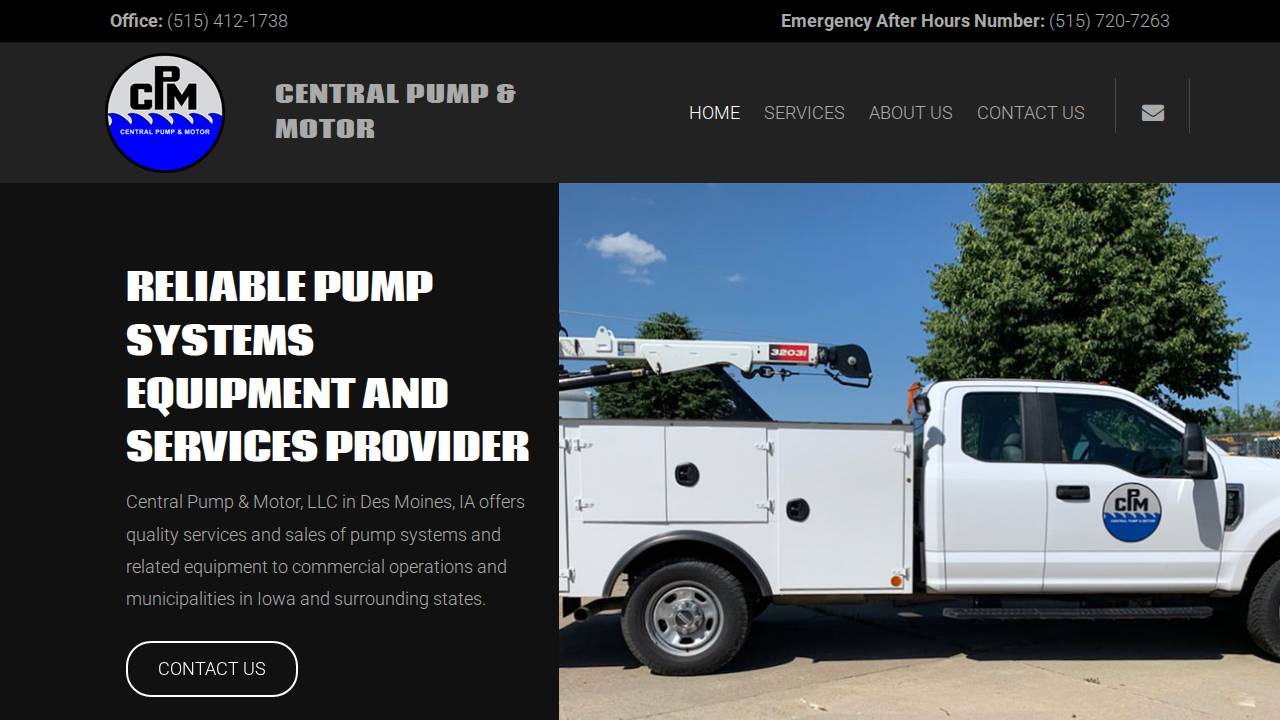Central Pump & Motor LLC website screenshot