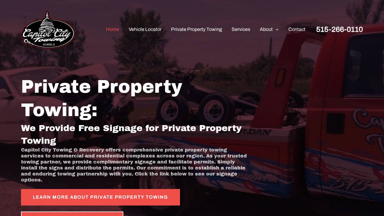 Capitol City Towing website screenshot