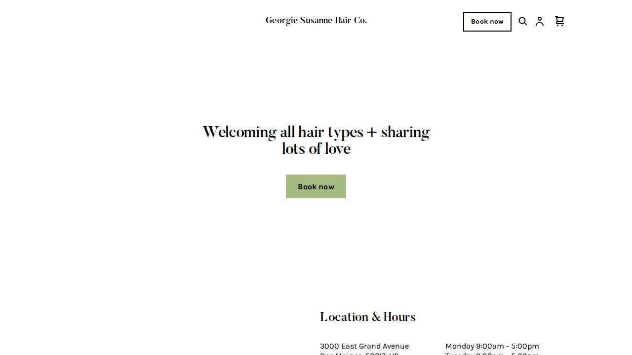Georgie Susanne Hair Co. Inc. website screenshot