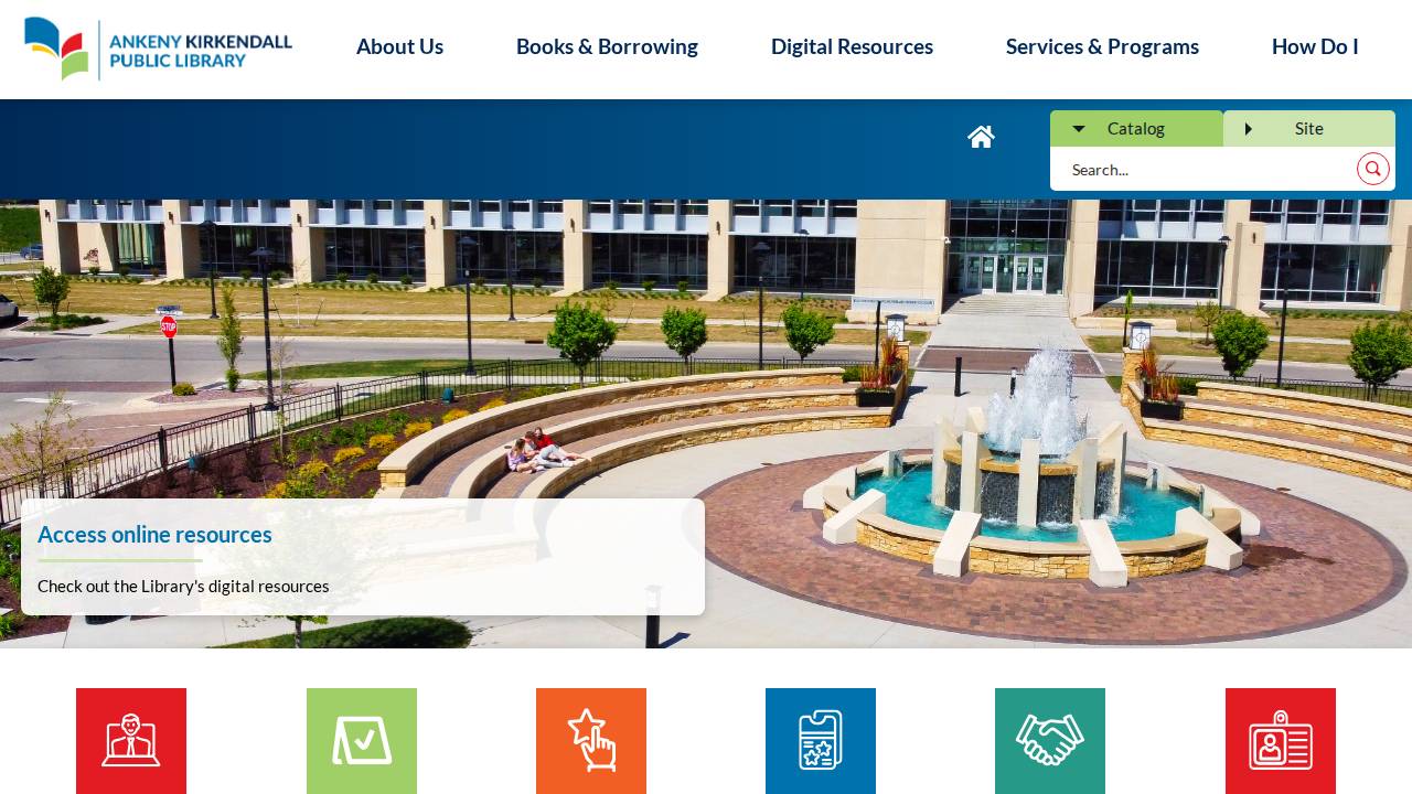 Ankeny Public Library website screenshot