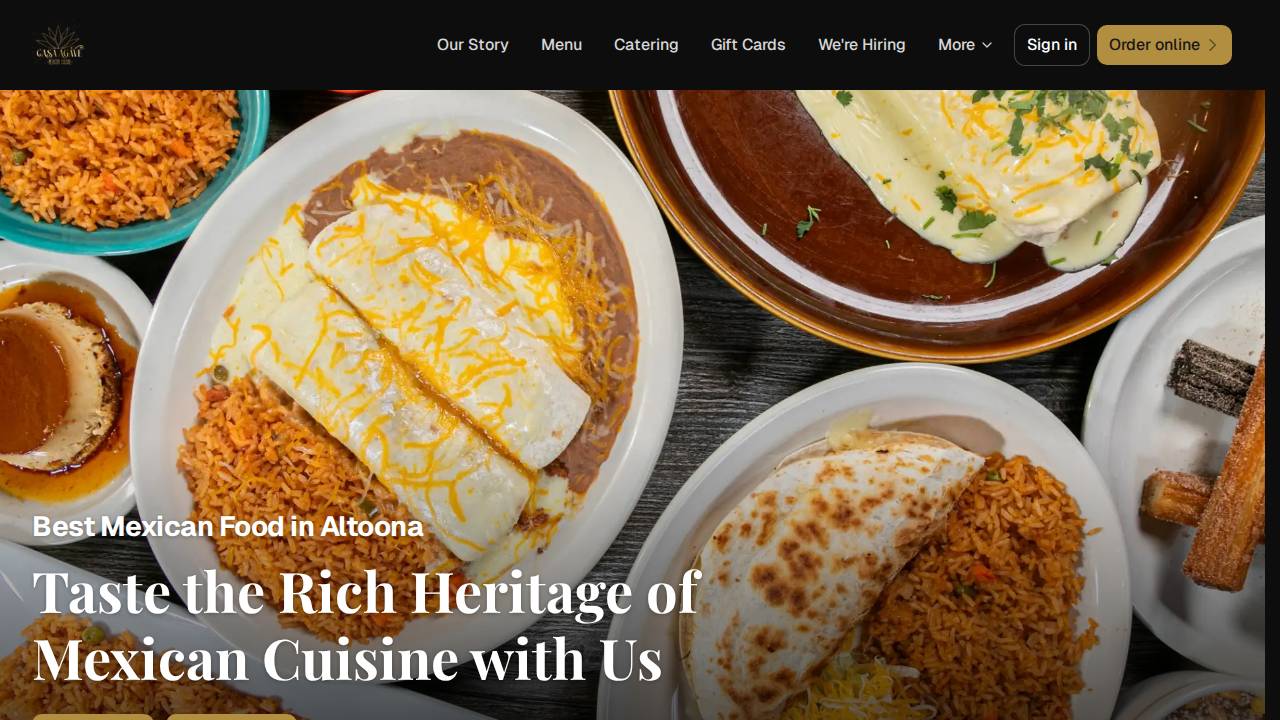 Casa Agave Mexican Cuisine website screenshot