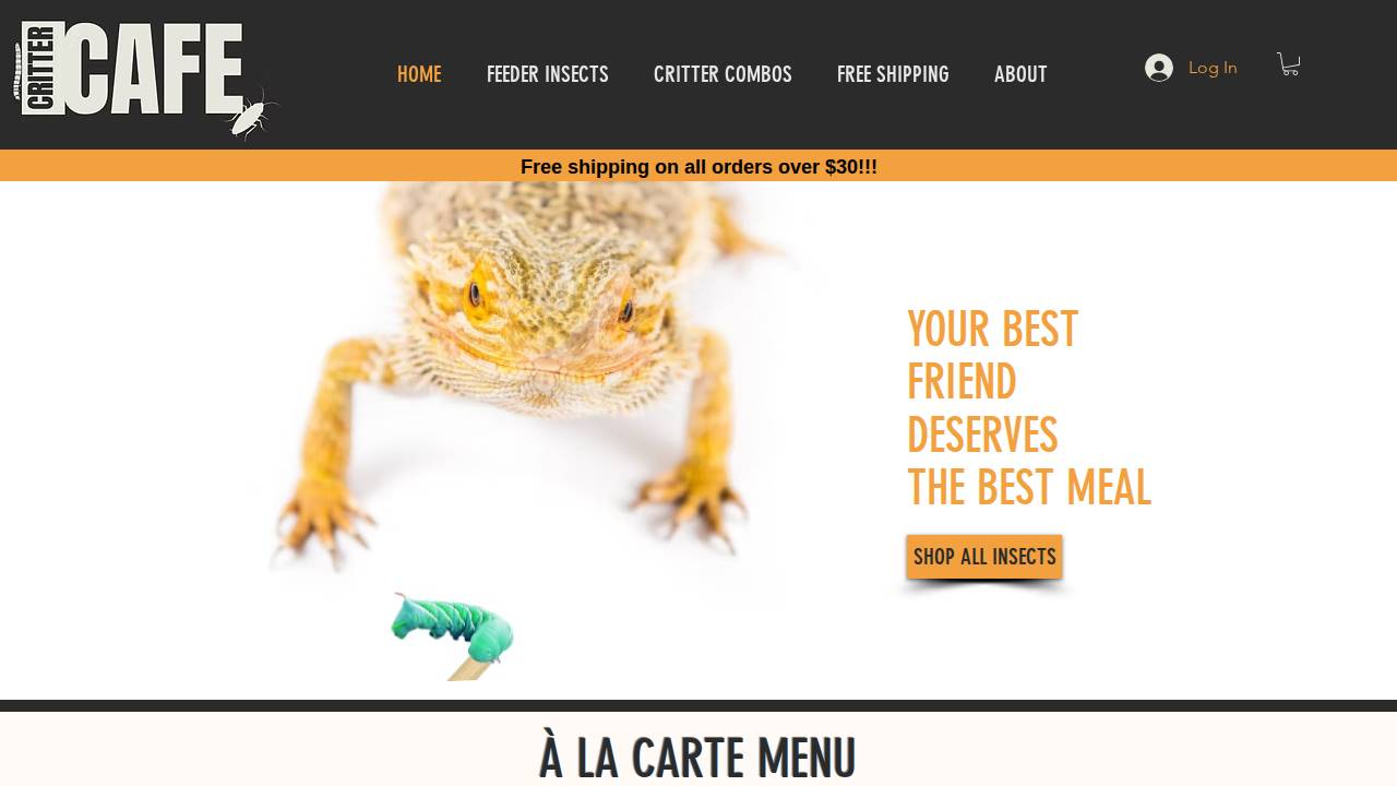 Critter Cafe website screenshot