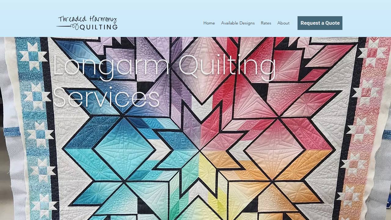 Threaded Harmony Quilting LLC website screenshot
