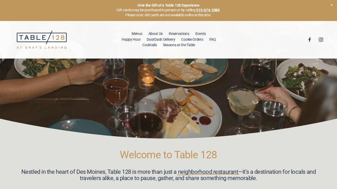 Table 128 website screenshot