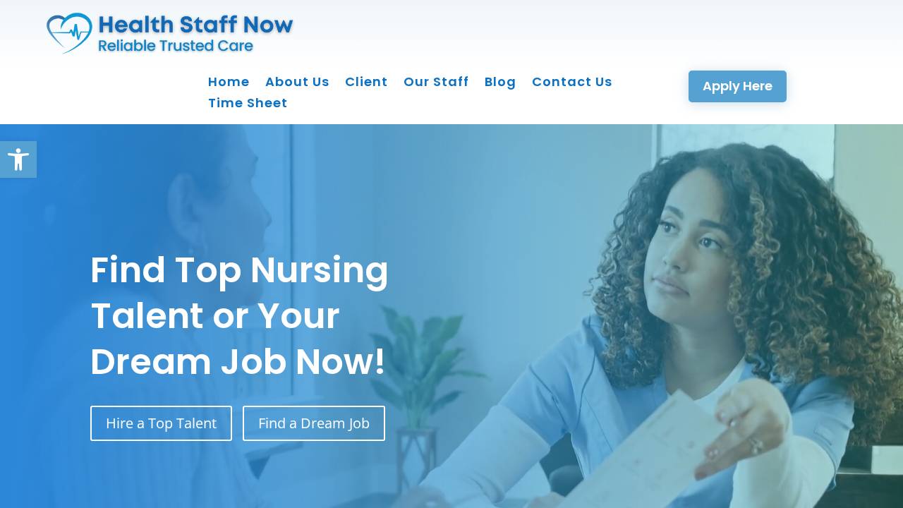 Health Staff Now LLC website screenshot