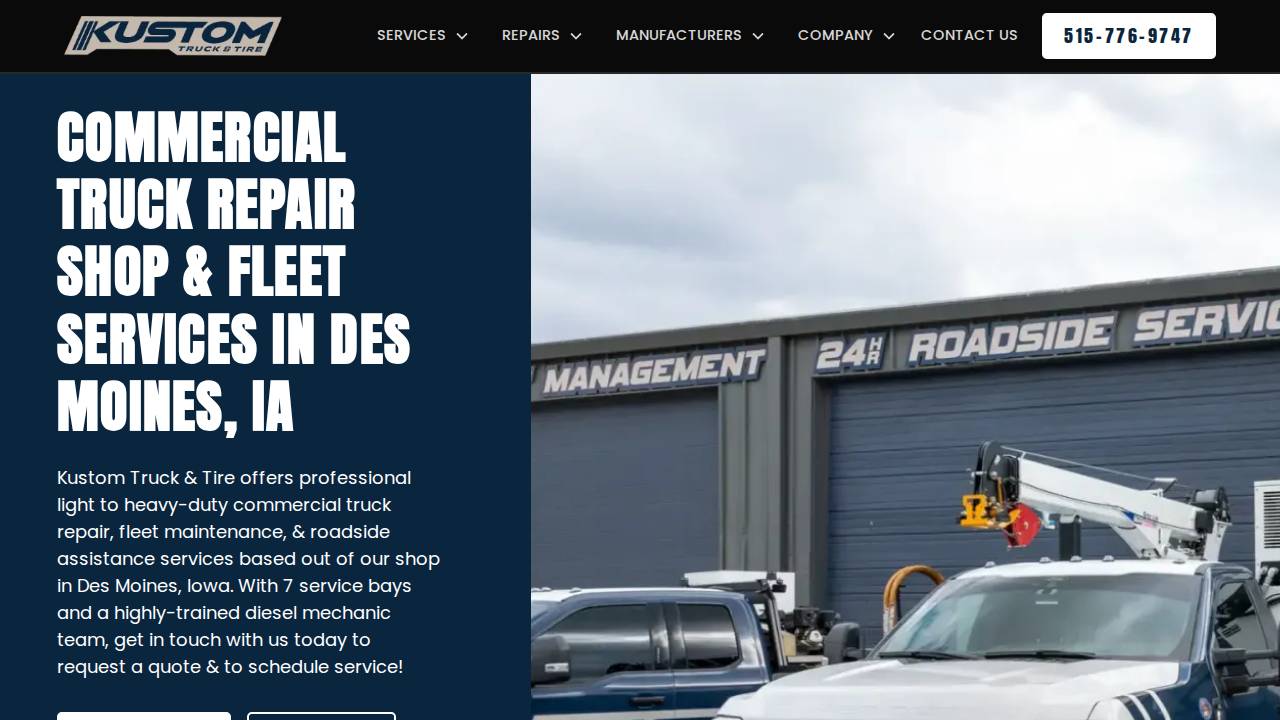 Kustom Truck & Tire LLC website screenshot