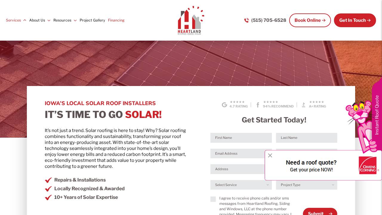 Solar Solutions website screenshot