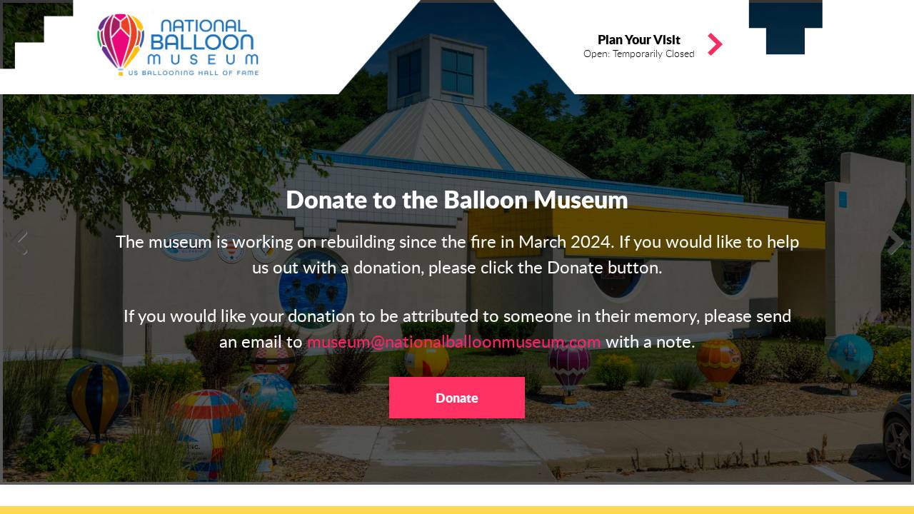 National Balloon Museum website screenshot