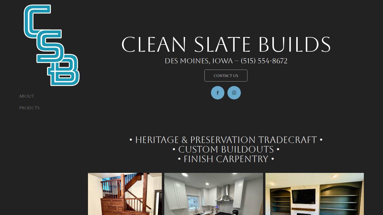 Clean Slate Builds website screenshot