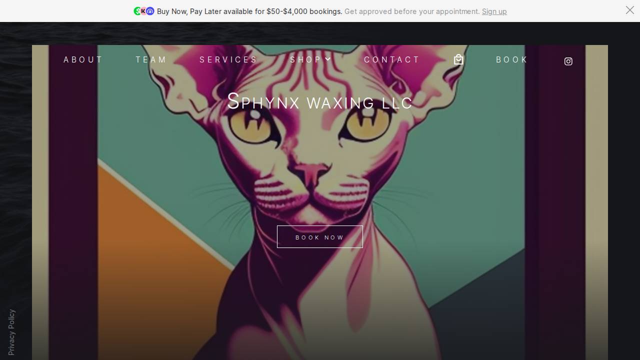 Sphynx Waxing website screenshot