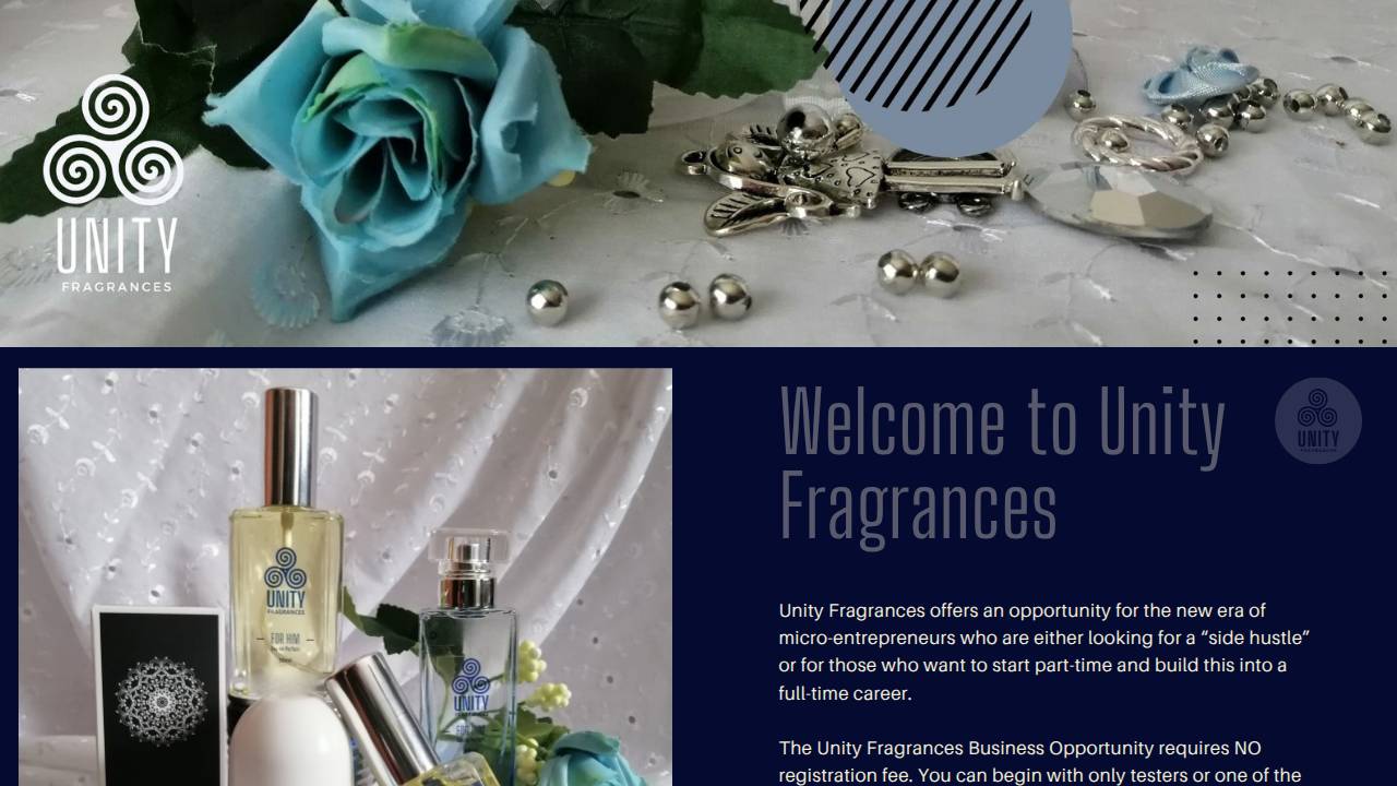 Unity Fragrance website screenshot