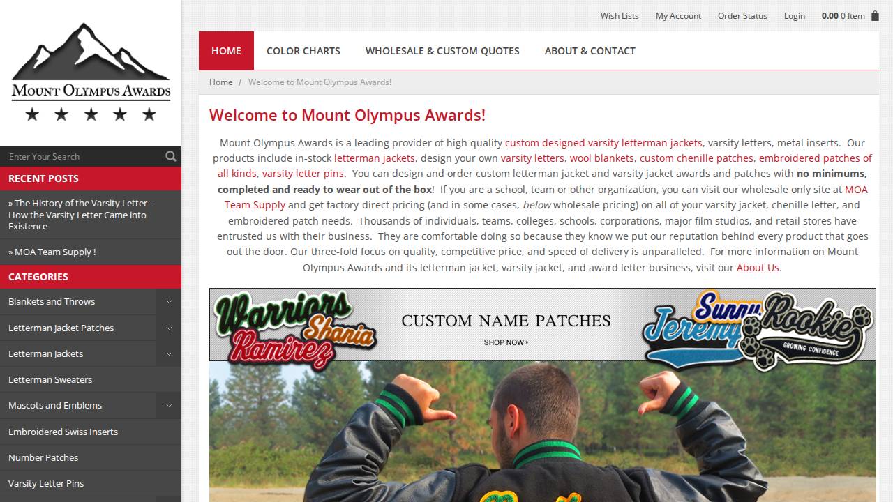 Mount Olympus Sporting Goods website screenshot