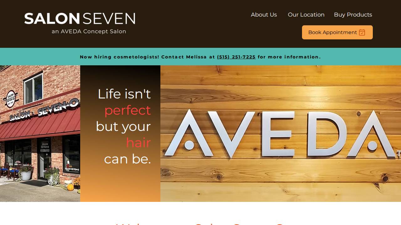 Salon Seven O website screenshot