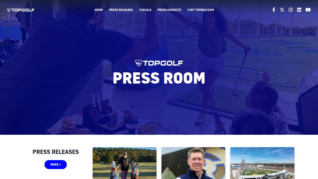 Topgolf website screenshot