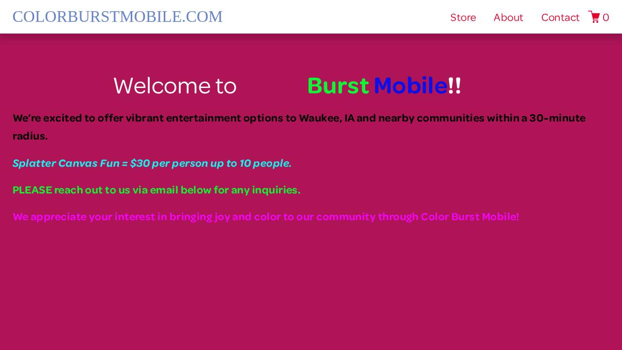Color Burst Mobile website screenshot