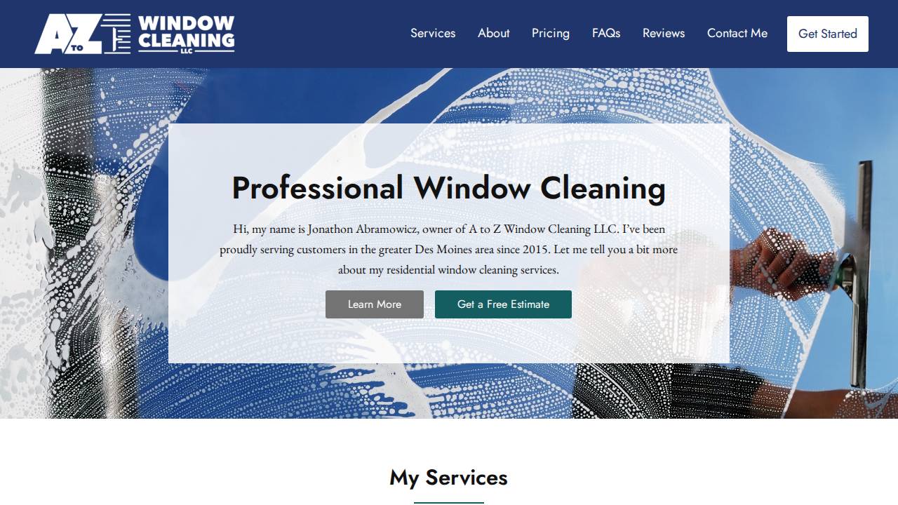 A To Z Window Cleaning LLC website screenshot