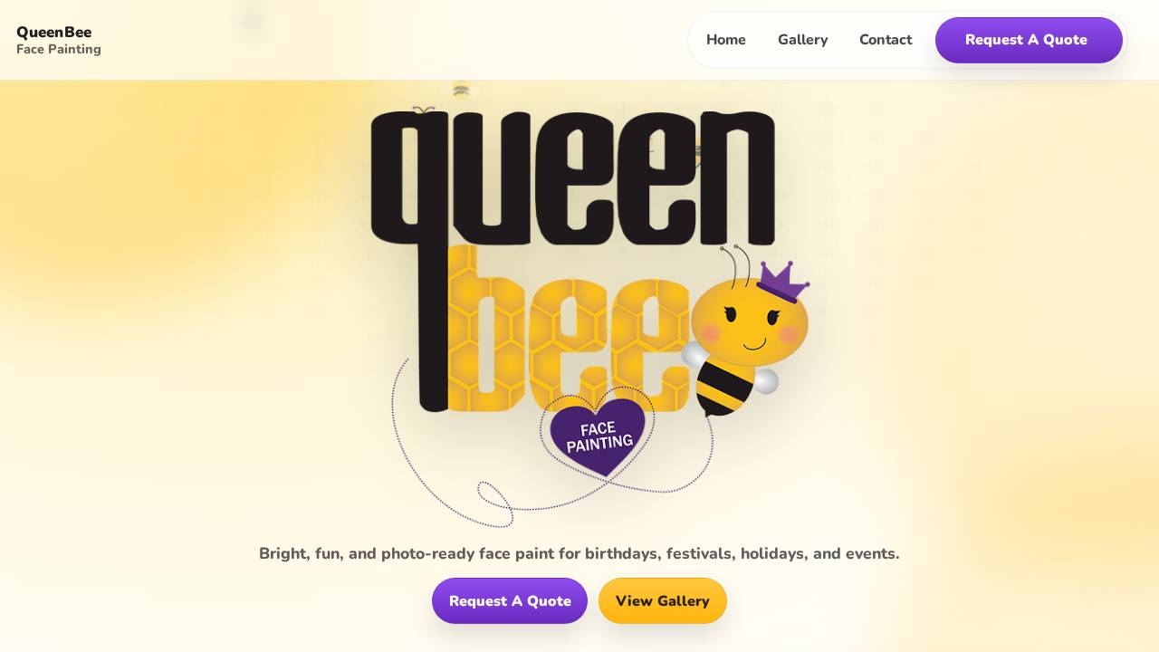 Queen Bee Face Painting LLC website screenshot