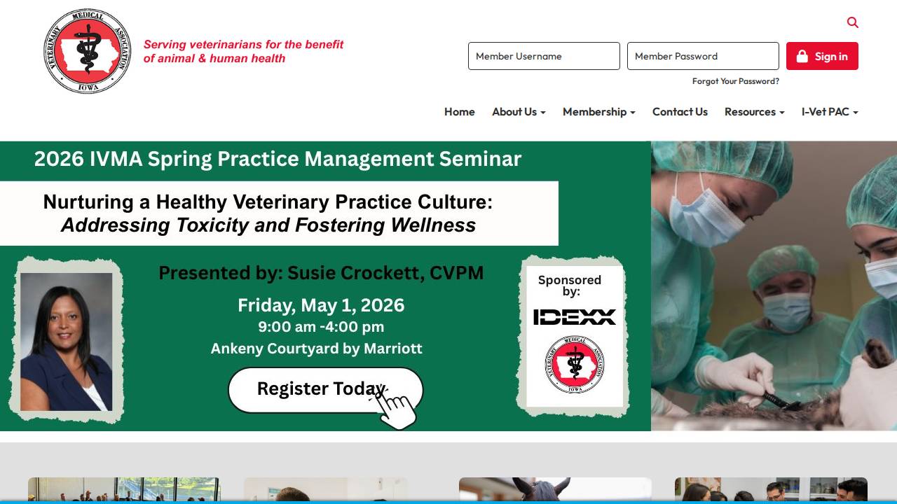 Iowa Veterinary Medical Association Foundation website screenshot