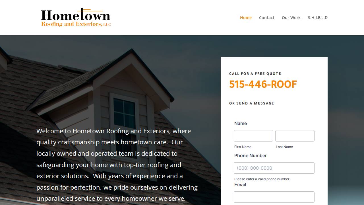 Hometown Roofing And Exteriors website screenshot