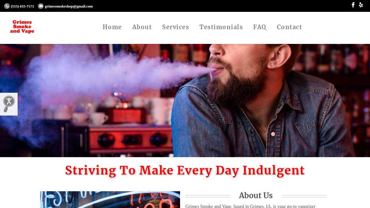 Grimes Smoke & Vape website screenshot