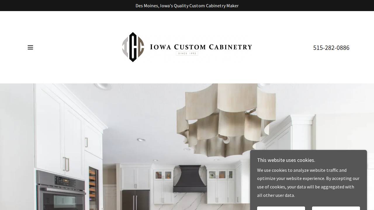 Iowa Custom Cabinetry website screenshot