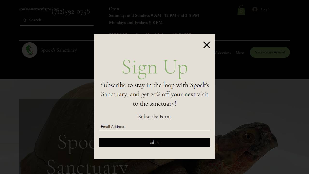 Spock’s Sanctuary website screenshot