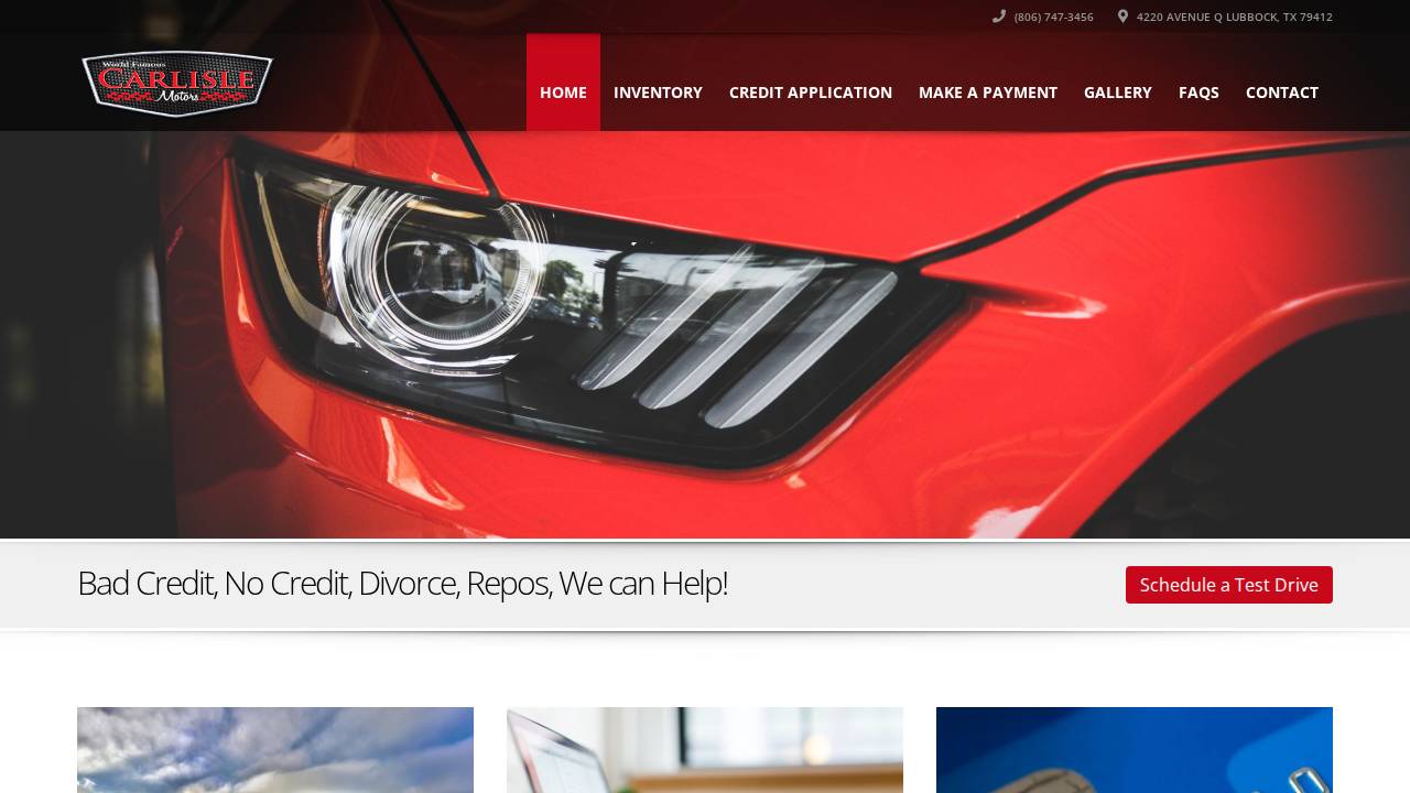 Carlisle Motors website screenshot