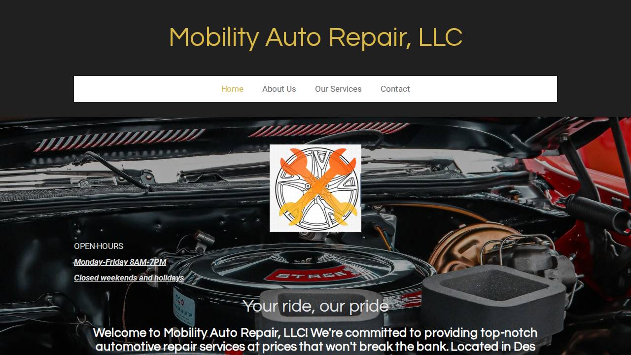 Mobility Auto Repari website screenshot