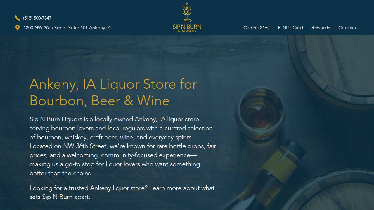 Slow Burn Liquor LLC website screenshot