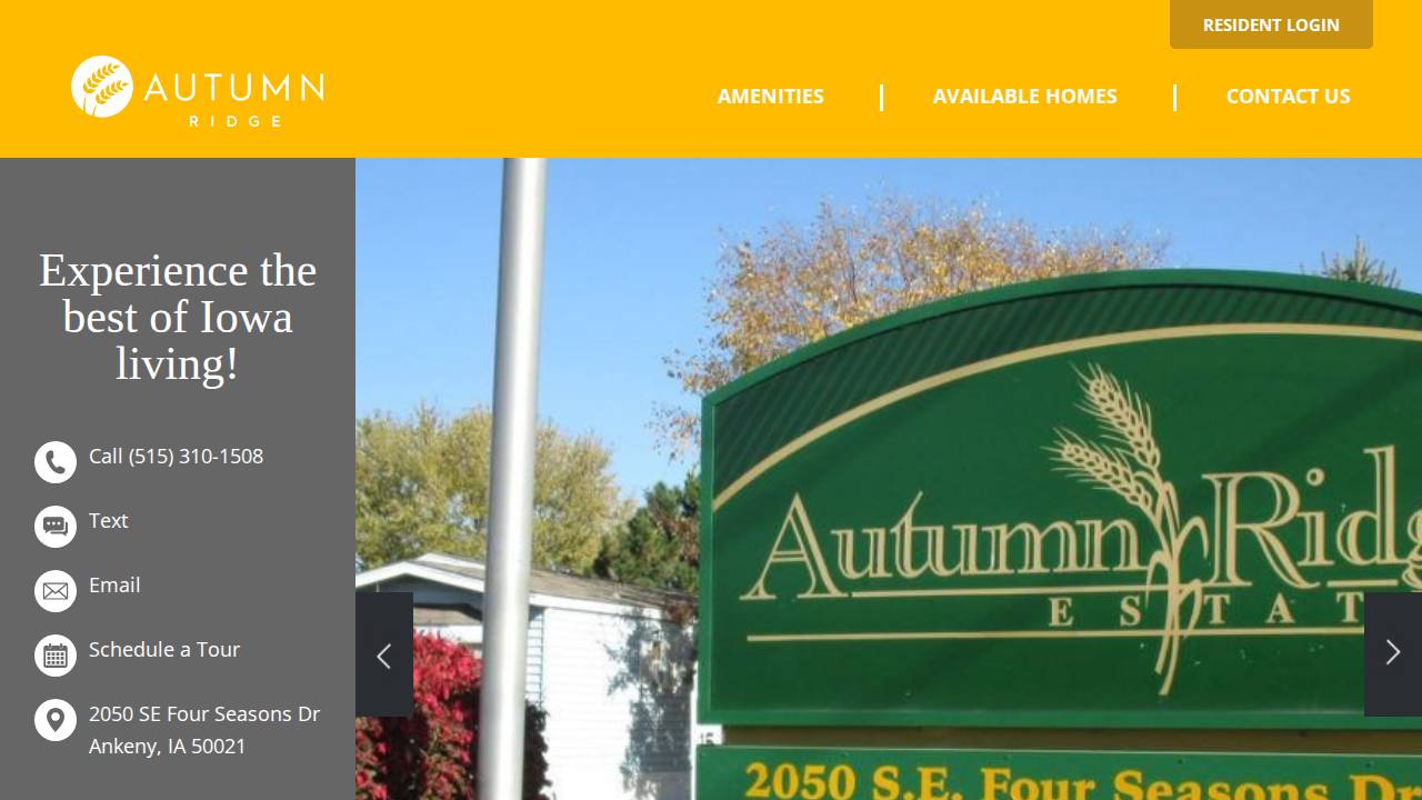 Autumn Ridge website screenshot