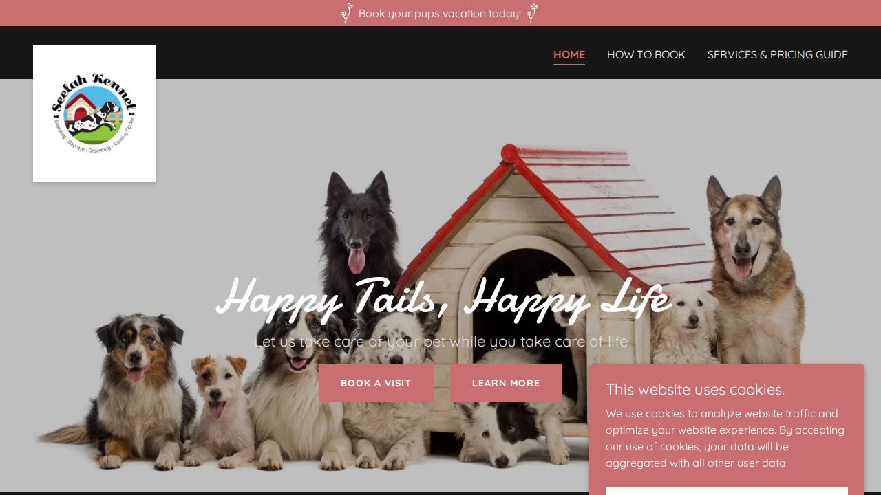 Seelah Kennels website screenshot