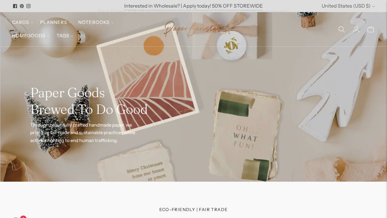 Paper Baristas website screenshot