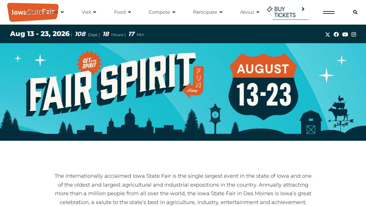 Ia State Fair website screenshot